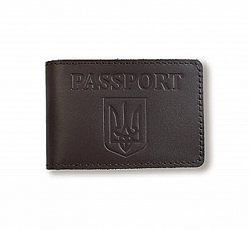 Обложка для ID-карты PASSPORT с гербом (темно-коричневая, чистое тиснение)
