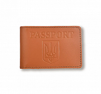 Обкладинка для ID-картки PASSPORT з гербом (теракотова, чисте тиснення)