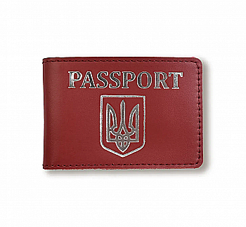 Обложка для ID-карты PASSPORT с гербом (красная, серебряное тиснение)