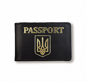 Обложка для ID-карты PASSPORT с гербом (черная, золотая тиснение)