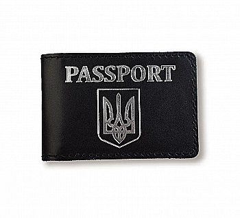 Обложка для ID-карты PASSPORT с гербом (черная, серебряное тиснение)