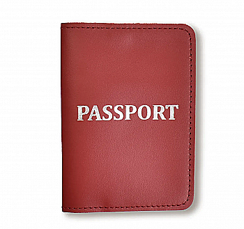 Обкладинка для паспорта з написом PASSPORT (червона, срібне тиснення)