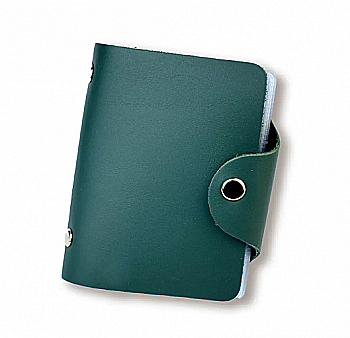 Візитниця зелена базова шкіряна