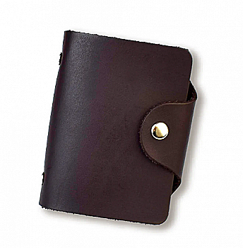 Визитница базовая коричневая кожаная.