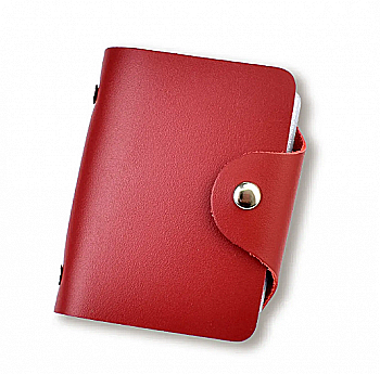 Визитница красная базовая кожаная