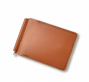 Зажим для купюр и карточек терракотовый базовый кожаный.