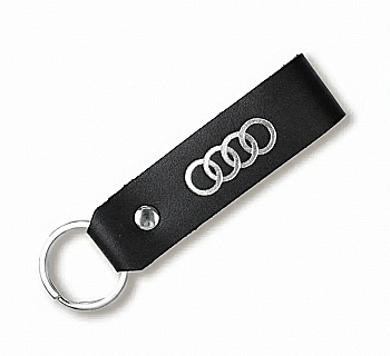 Брелок-петля для авто AUDI (чорний, срібне тиснення)