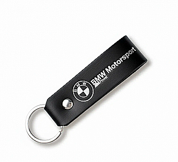 Брелок-петля для авто BMW (чорний, срібне тиснення)