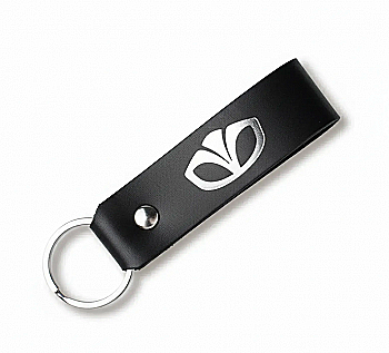 Брелок-петля для авто DAEWOO (чорний, срібне тиснення)