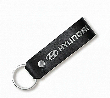 Брелок-петля для авто HYUNDAI (чорний, срібне тиснення)