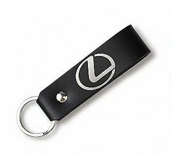 Брелок-петля для авто LEXUS (чорний, срібне тиснення)