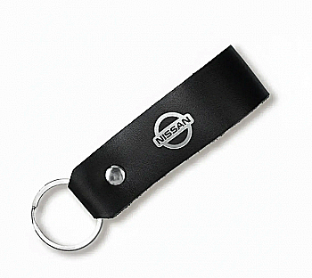 Брелок-петля для авто NISSAN (черный, серебряное тиснение)