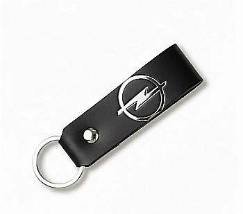 Брелок-петля для авто OPEL (черный, серебряное тиснение)