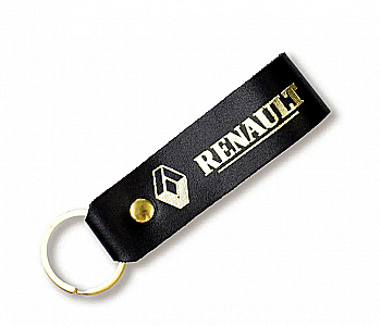Брелок-петля для авто RENAULT (черный, золотое тиснение)