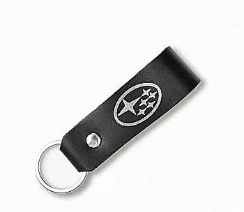 Брелок-петля для авто SUBARU (черный, серебряное тиснение)