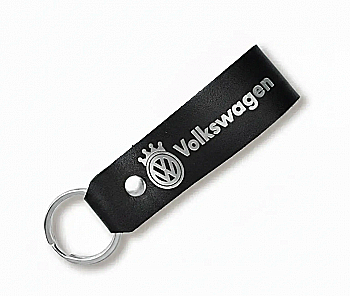 Брелок-петля для авто VOLKSWAGEN (черный, серебряное тиснение)