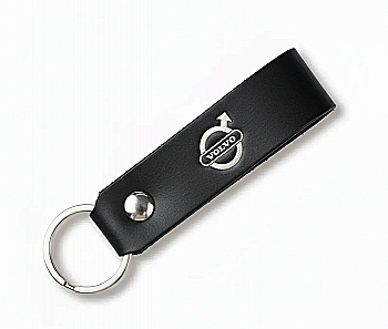 Брелок-петля для авто VOLVO (черный, серебряное тиснение)