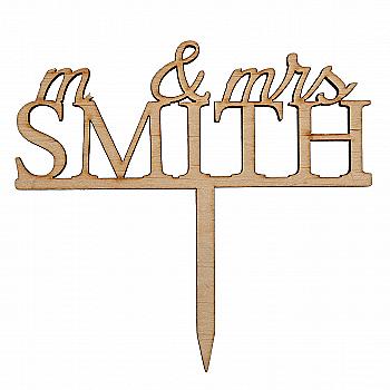 Заготовка деревянная Верхушка для торта "Mr@Mrs SMITH", ВТ15