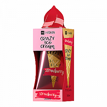 Зволожуючий крем для тіла з ароматом полуниця HiSkin Crazy Ice Cream, 200 мл
