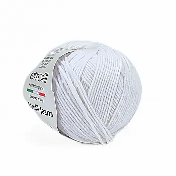 Пряжа Etrofil Jeans/Этрофил Джинс, белый 002, Etrofil