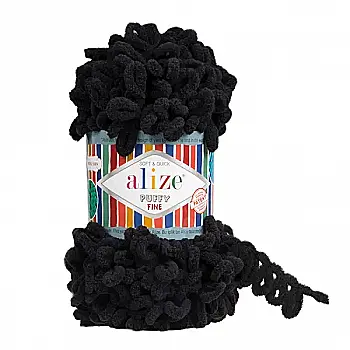 Пряжа микрополиэстер 60 Черный, TM Alize Puffy Fine