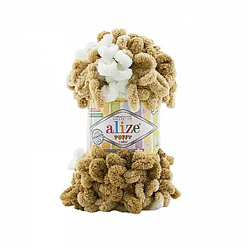 Пряжа мікрополіестер 8054 Оливковий-бежевий-білий, TM Alize Puffy Color