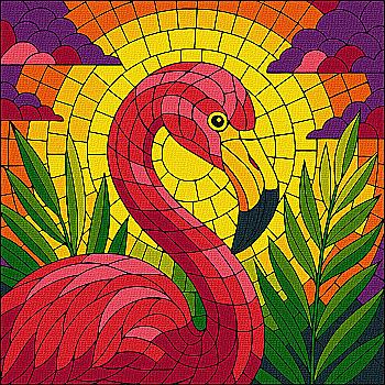 Набор для росписи по номерам 30*30 см "Витраж. Фламинго", KHO5165, ТМ "Ideyka"