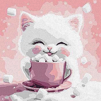 Набор для росписи по номерам 30*30 см "Какао для котика (картина №2)", KHO6718, ТМ "Ideyka"