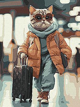 Набір для розпису по номерах 30*40 см "Стильний пасажир", KHO6754, ТМ "Ideyka"