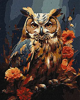 Набор для росписи по номерам 40*50 см "Лесной филин с красками металлик extra", KHO6583, ТМ "Ideyka"