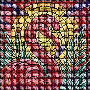Набір з алмазною мозаїкою "Вітраж. Фламінго" 30*30 см, AMO8318, ТМ "Ideyka"