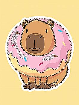 Набір з алмазною мозаїкою (вибірковою) "Солодкий капібара" 15*20 см, AMV1221, ТМ "Ideyka"