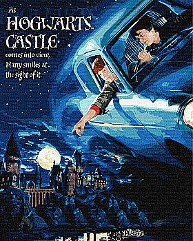 Набор для росписи по номерам 40*50 см WB "Harry Potter: Полет на авто с красками металлик", KHO8719, ТМ "Ideyka"