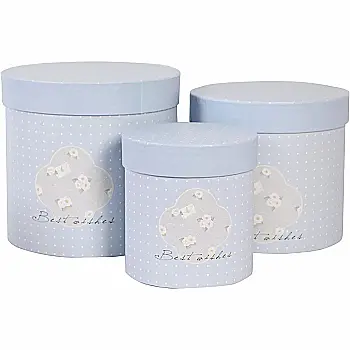 Подарункова коробка кругла, блакитна, "Best wishes", 20*20*17 см, 2103084613