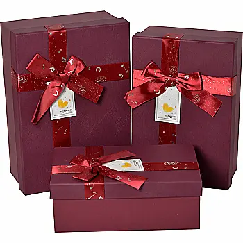 Подарочная коробка прямоугольная, бордовая с бантом, 23*16*9,5 см, 1103435613