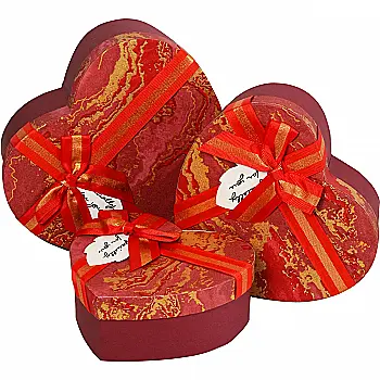 Подарочная коробка в форме сердца, бордовая "Абстракция" с бантом, 16*14*6 см, 310300381