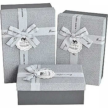 Подарочная коробка прямоугольная, черно-серая с бантом, 19*12 см, 1103460801