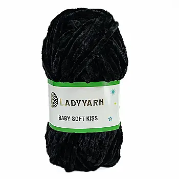 Пряжа Baby Soft Kiss/Беби Софт Кис, черный, Lady Yarn