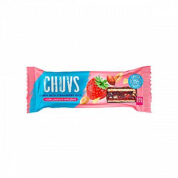 Конфета "Chuvs" с яблочным пюре, клубничным соком и жареным арахисом, 30 г, ТМ "SALEKS"