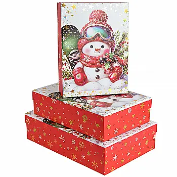 Подарочная коробка прямоугольная НР, "Снеговик", 19*13,5*6 см, 1103382311