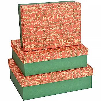 Подарочная коробка прямоугольная НР, зелено-красная "Merry Christmas", 19*12*6,5 см, 6103014671