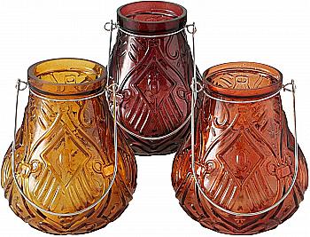 Подсвечник декоративный стеклянный "Arvido" h=15 см/d=13 см с металлической ручкой, микс цветов (3 вида), 2013774