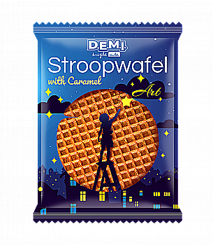 Вафля "Stroopwafel Scary Friends" с карамельной начинкой, 33 г, ТМ "D.E.M.I."