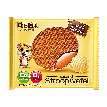 Вафля "Stroopwafel" с карамельной начинкой и сливочным маслом, 33 г, ТМ "D.E.M.I."