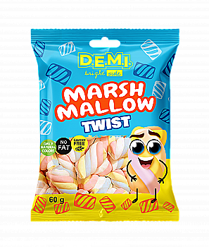 Маршмеллоу "Твист" 60 г, пакет, ТМ "D.E.M.I."