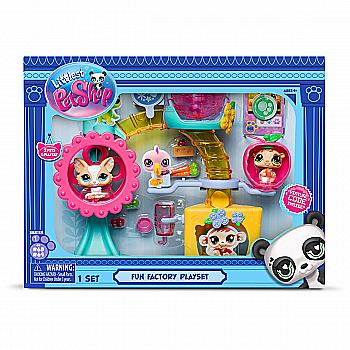 Ігровий набір Littlest Pet Shop – Фабрика Розваг, 2 фігурки, фабрика, аксес., 00519