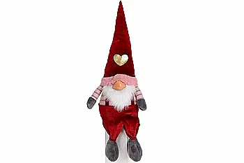 Мягкая игрушка Сидячий Гном, 55 см, красный с розовым, 877-219