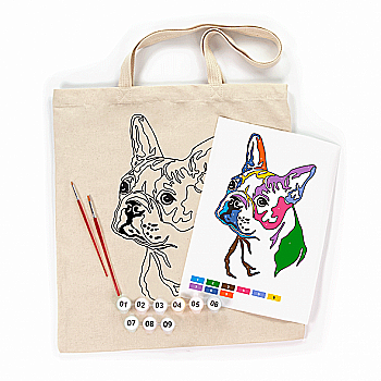 Набор, екосумка-раскраска "Яркий мопс" хлопок 220 г/кв.м, 38*42 см, ROSA Talent