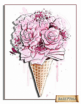 Об'ємна картина з паперу 342 "Рожевий ріжок" 15*20 см, РТ150262, ТМ "Tela Artis"