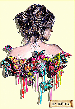 Об`ємна картина з паперу 86 "Дівчина в метеликах" 20*28,5 см, РТ150007, ТМ "Tela Artis"